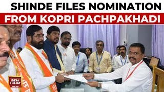 Maharashtra Polls CM Eknath Shinde Files Nomination From Kopri Pachpakhadi Mega Road Show In Thane [upl. by Namyac]