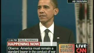 President Obama Nobel Peace Prize Speech Oslo Norway December 10 2009 34 [upl. by Eneryt527]