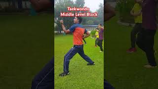 Taekwondo Middle Level Block shorts taekwondo techniques rajensir [upl. by Hurley]