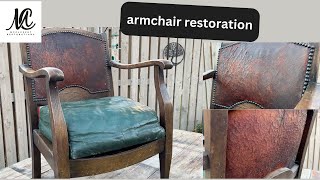 Restored and Reupholstered  Worn Out Little Old ARMCHAIR [upl. by Cyprio]