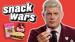 WWE Star Cody Rhodes Rates British And American Food  Snack Wars [upl. by Innep]