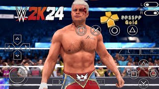 WWE 2K24 PPSSPP  WWE 2K24 PSP  LA Knight vs Cody Rhodes [upl. by Eilsel855]