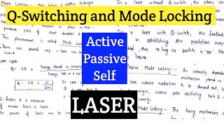 QSwitching and Mode Locking in Laser  Engineering Physics  Lec32 [upl. by Nnawaj17]