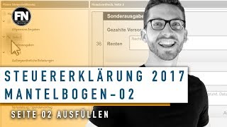 Mantelbogen 2017 ausfüllen  Elster Tutorial Mantelbogen Seite 2 ausfüllen  Steuererklärung 2017 [upl. by Lerej]