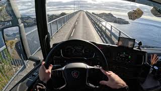 🇳🇴POV Truck Driving Scania R540 xT Northern NorwayLofoten Island [upl. by Nilra]