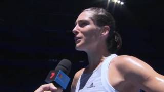 Andrea Petkovic oncourt interview RR  MasterCard Hopman Cup 2017 [upl. by Ellynad502]