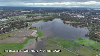 Drohnenaufnahme zur Hochwasserlage in Oldenburg 20232024 [upl. by Miuqaoj]