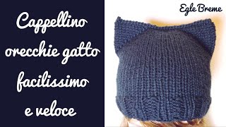 Cappellino orecchie gatto facile e veloce chiusura a 3 ferri [upl. by Nnazus]