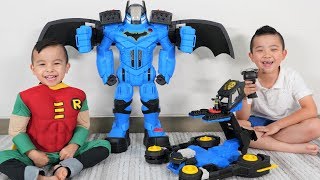 Transforming Batmobile and Batbot Epic Battle CKN [upl. by Noruq]