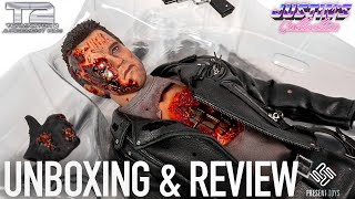 Terminator 2 Battle Damaged T800 16 Scale Figure Unboxing amp Review [upl. by Denison]