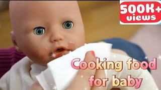 Baby Doll New Pink Bath Robe  Cooking food for baby born doll • Videos for kids [upl. by Philemon]