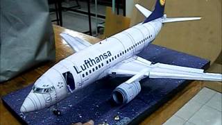 Boeing 737 Lufthansa Paper Model with led lights [upl. by Tonneson]