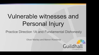 PI Webinar Vulnerable witnesses and Personal Injury [upl. by Enyawal]