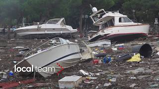 Il giorno dopo la burrasca a Rapallo yacht trascinati via [upl. by Lama370]