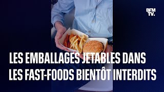 À partir de janvier tous les emballages jetables dans les fastfoods seront interdits [upl. by Laurin]