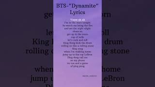 BTSquotDynamitequot Lyrics bts shorts [upl. by Kenwood]