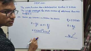 The work function for a photosensitive surface is 3·315 eV The cutoff wavelength for photoemission [upl. by Bolte384]