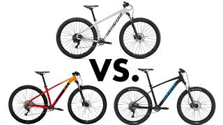 2021 Trek Marlin 7 vs Giant Talon 1 vs Specialized Rockhopper Comp [upl. by Sirak]