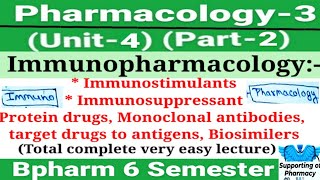 Immunopharmacology। Immunostimulants।Immunosuppressant।Protein drugs।Biosimilar।Pharmacology Bph6sem [upl. by Ivanna]