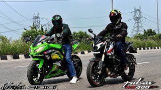 Highway Race Battle Pulsar Ns 400Z Vs Ninja 300 Drag Race [upl. by Nhguavaj]