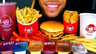 ASMR WENDYS EATING SHOW HOT CHEETOS MUKBANG JALAPEÑO CHICKEN NUGGETS FROSTY FRIES NO TALKING JERRY [upl. by Sefton228]