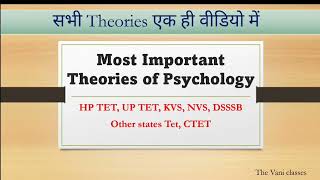 Theories of Psychology in one Video for all teaching exams  HPTET  CTET  UPTET  The Vani Classes [upl. by Hadsall]