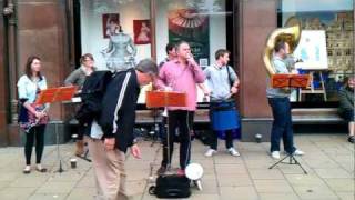 Band of Edinburgh Fringe Show quotThe Pirates of Penzancequot busking on Princes St [upl. by Coryden]