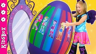 EQUESTRIA GIRLS GIANT EGG  Worlds Biggest Egg  Canterlot High Rainbow Rocks Minnies and more [upl. by Nuahsad662]