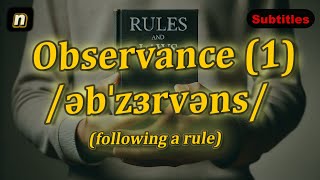 n Observance meaning following a rule with 5 examples [upl. by Tonneson433]