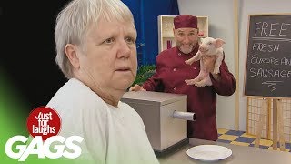 Waiter Flirts With Women Pork Sausage Recycling Prank [upl. by Naiviv]