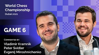 Carlsen  Nepomniachtchi  Game 6  Kramnik Svidler Miroschnichenko  World Chess Championship [upl. by Notsirhc]