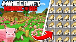 I Built The BIGGEST PIG FARM in Minecraft Hardcore 3 [upl. by Ymerej]