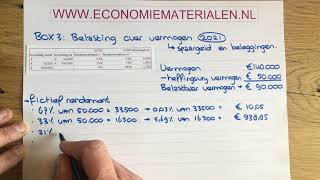 Box 3 Vermogensrendementsheffing van 2021 berekenen economiematerialen [upl. by Eerat303]