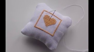 How to make Cross Stitch Heart NeedlePin Cushion [upl. by Ysabel]