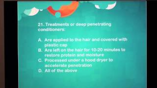 19 Cosmetology TEST shampooing draping conditioning 30 questions [upl. by Ahsinrac]