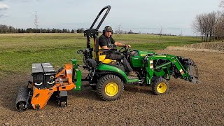 Subcompact ‘Toy’ Gettin It Done Tilling Power Raking amp SEEDING with Compact Tractors Ventrac 4520 [upl. by Suivatram]