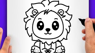 Lion 🦁 easy drawing for kids step by step [upl. by Akemahc]