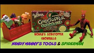 Wonka GobstoppersChristmas Edition Taste Tested with Spiderman and Handy Mannys Tools [upl. by Dymoke]