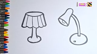 BED LAMP  DRAWING AND COLORING FOR KIDS AND TODDLERS  STEP BY STEP [upl. by Ivar]