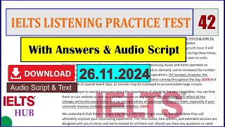 IELTS Listening Practice Test 42  With Answers and Audio Script [upl. by Eniretac]