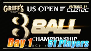 US OPEN 8BALL CHAMPIONSHIP  10000 ADDED 51 Players  GRIFFS LAS VEGAS  Day 1 Part 2 [upl. by Ozner]