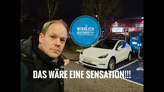 Bei  8 Grad am Aldi 150 KW Schnelllader mit dem Tesla Model Y Standard Range [upl. by Essinger94]