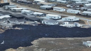 Lava near Iceland town of Grindavik following eruption  AFP [upl. by Munniks]