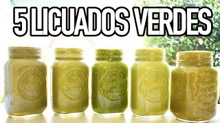 5 LICUADOS VERDES PARA DESAYUNAR  FÁCILES Y RÁPIDOS [upl. by Ardene]