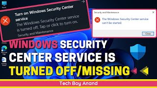 Windows Security Center Service is Turned off or Missing  Fix 2023 [upl. by Acire]