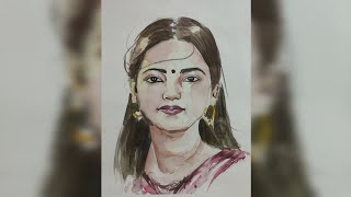 Watercolor potrait step by step drawing drawingrajendraarts [upl. by Kcirdec]