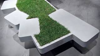 Urban Seating Unit Adorned by Miniature Grass Island Saturnia Bench [upl. by Bart]