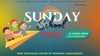 Sunday School by Dr Elisheba Andrew  Gods Hand Maiden  Sangareddy  21072024 [upl. by Cheshire]