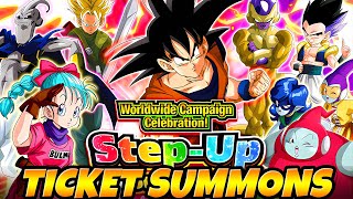 50 FREE TICKETS SPECIAL STEP UP SUMMON Worldwide Celebration 2024  Dragon Ball Z Dokkan Battle [upl. by Yelruc310]