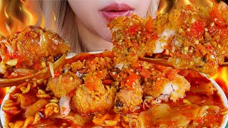 ASMR SEBLAK ENOKI AYAM GEPREK BENSU PEDAS 🥵💥 SPICY SEBLAK WITH CRUSHED FRIED CHICKEN🍗 [upl. by Latif]